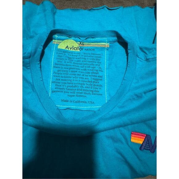 Aviator Nation teal blue logo tee XL - Picture 2 of 6